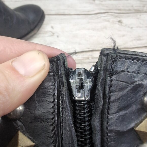 Old Gringo Studded Black Leather Heeled Biker Moto Boots Women Size 7.5 - Picture 10 of 13